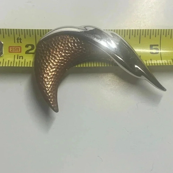 MONET VINTAGE 3" SILVER AND COPPER CONTEMPORARY BROOCH - Picture 4 of 6